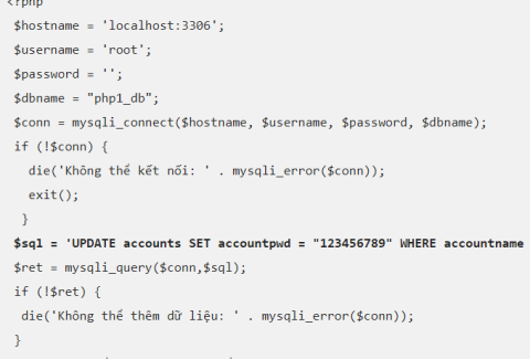 cap nhat du lieu trong mysql voi php