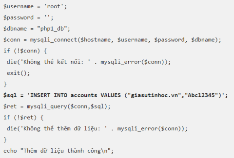 them du lieu vao mysql voi php