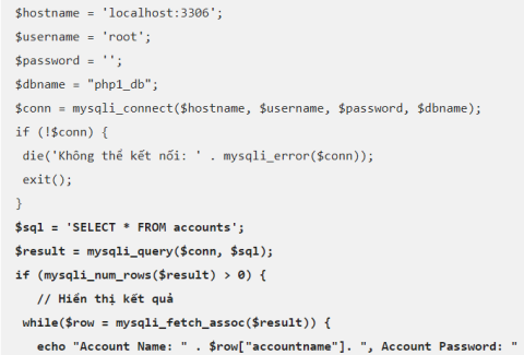 xem du lieu trong mysql voi php